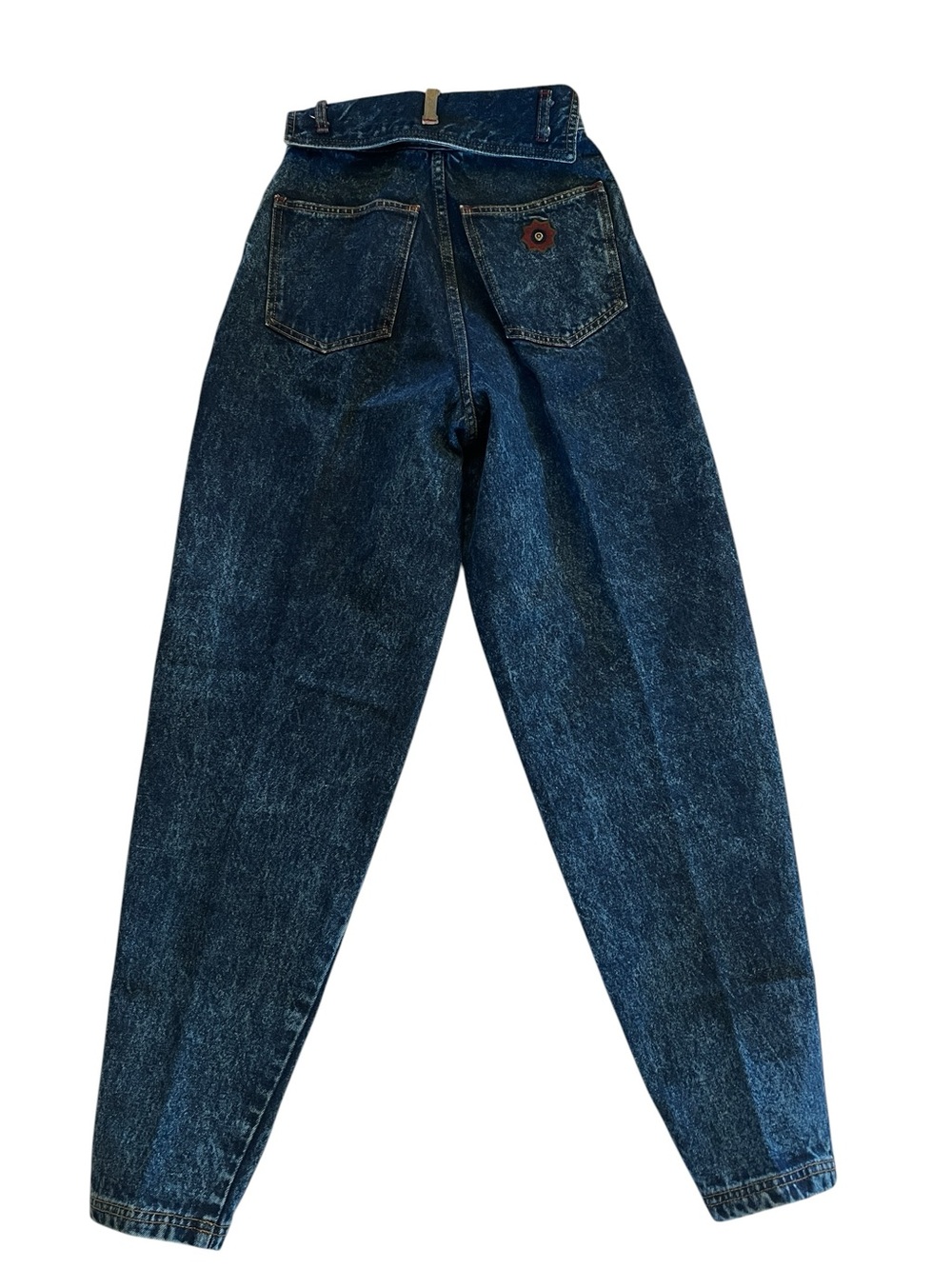 Vintage 90s Bugle Boy High Rise Jeans Western Leather Trim Tapered - Picture 3 of 11